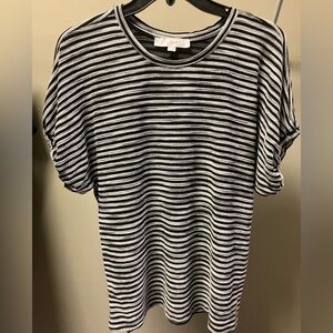 LOFT Black and White Striped Top